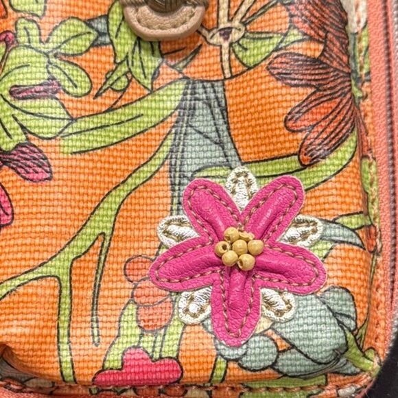 Sakroots Peach Pink Floral Print Mini Convertible Wristlet Crossbody Wallet - Picture 13 of 16